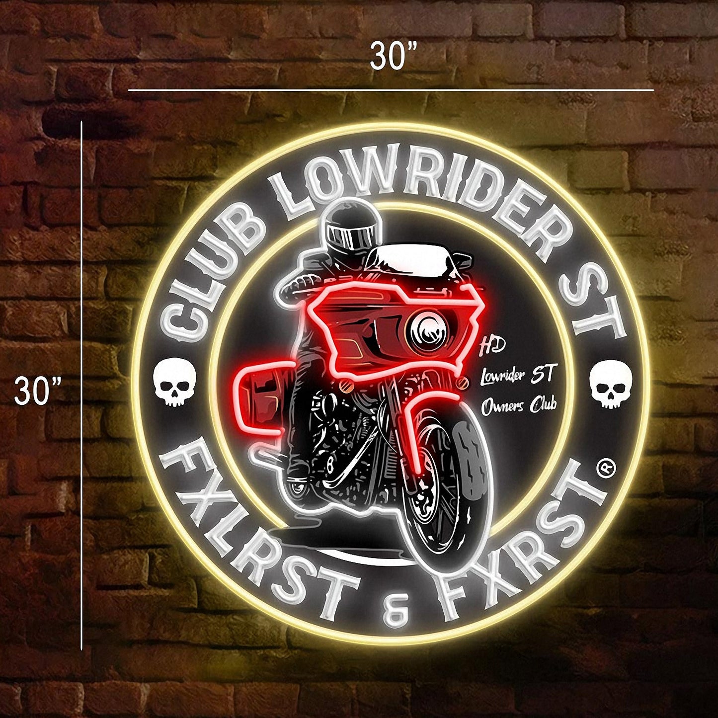Neon Sign - Club Lowrider ST Circle Logo Red